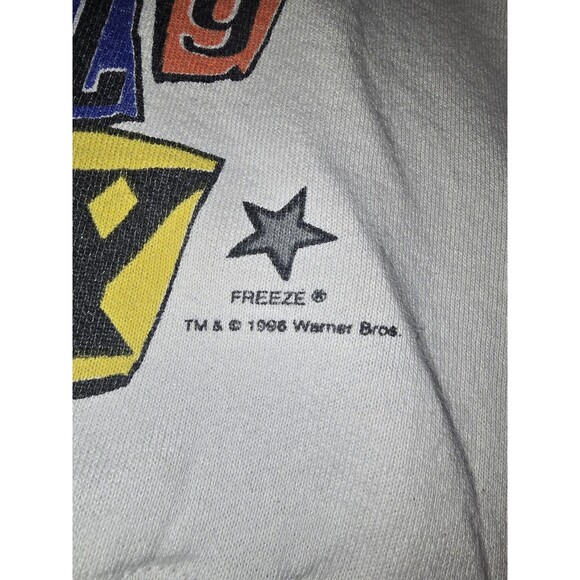 Vintage 90s Space Jam Looney Tunes Positively Looney Sweatshirt L 1996 Freeze - Picture 4 of 16